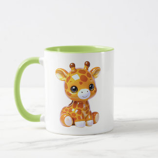 Mug Thème vert personnage mignon girafe brillant