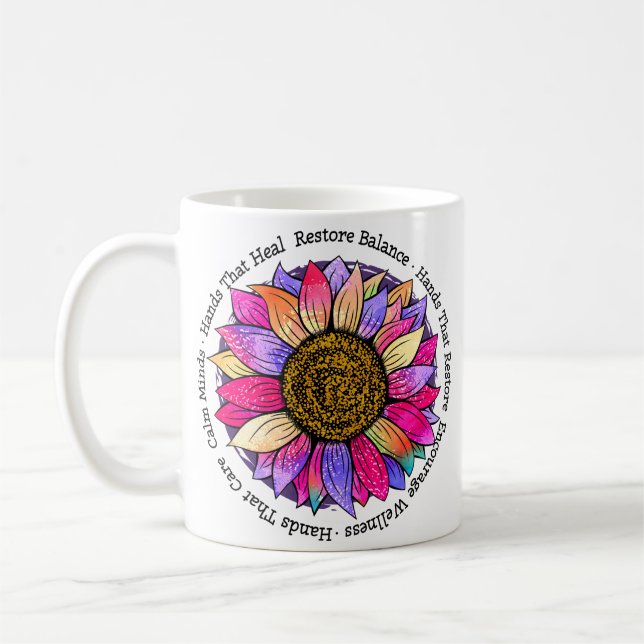 Mug Thérapeute de massage, Reiki & Réflexologie Tourne (Gauche)