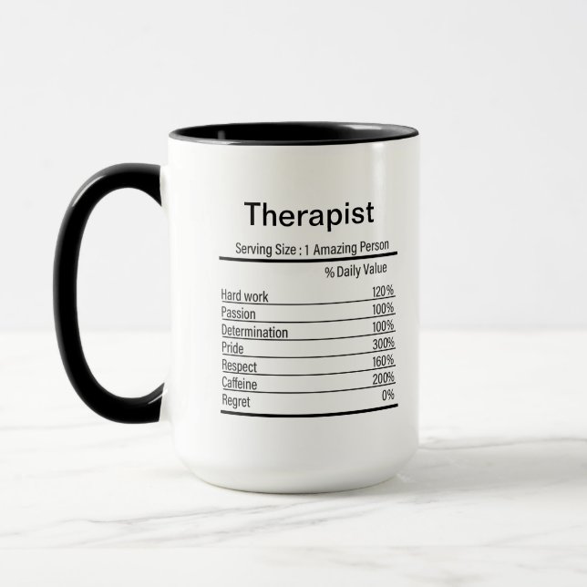Mug Thérapeute personnalisée Valeur nutritive, Deux to (Gauche)