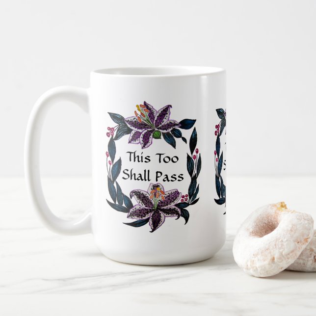 Mug "This Too Shop Pass" Aquarelle Lily Wreath (Avec donut)
