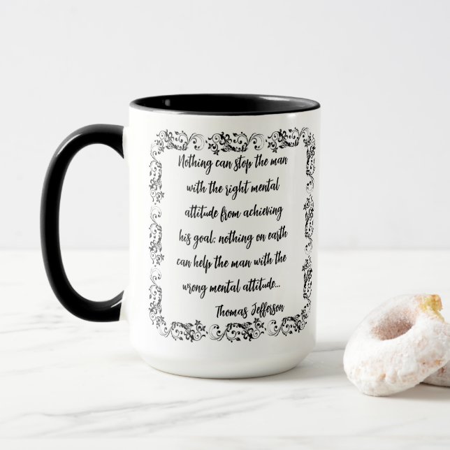 Mug Thomas Jefferson Cite Rien Ne Peut Arrêter L'Homme (Avec donut)