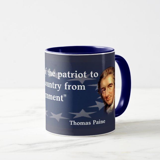 Mug Thomas Paine Citation sur le devoir du patriote (Devant droit)