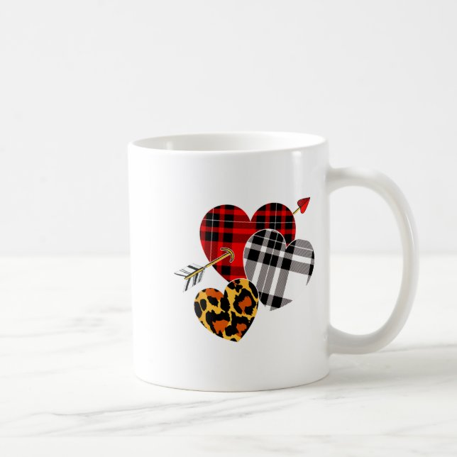 Mug Three Hearts Leopard Buffalo Plaid Valentines Day  (Droite)