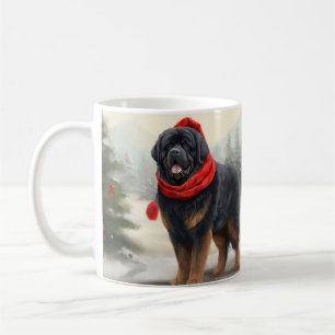 Mug Tibetan Mastiff dans la neige de Noël