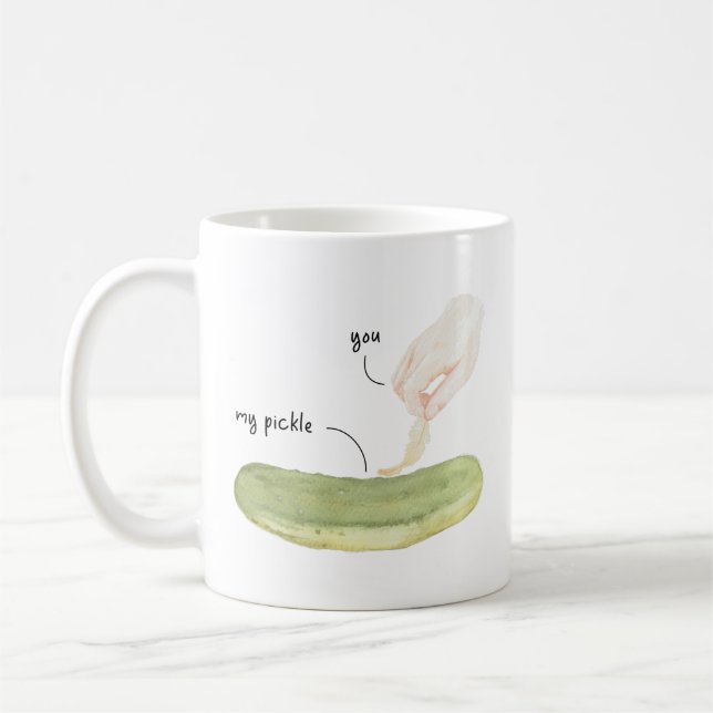 Mug Tickle My Pickle Funny Watercolor Art (Gauche)