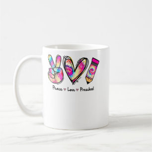 Mug Tie Dye Peace Love And Preschool Girl Boy Kids Tea