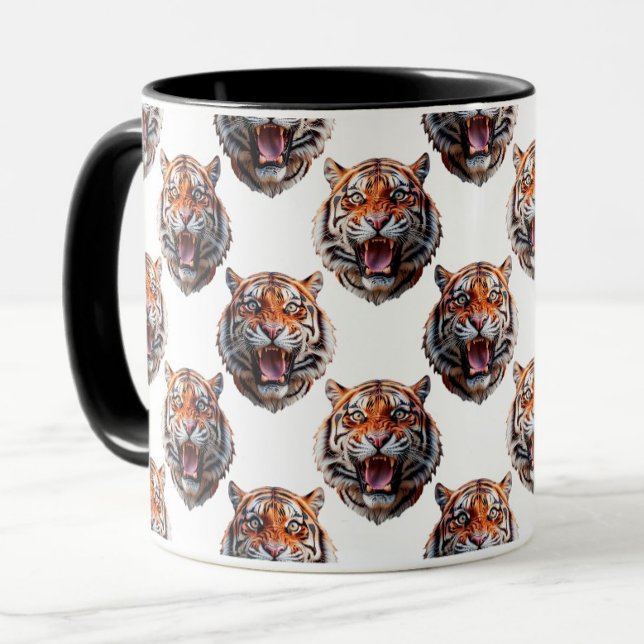 Mug Tiger Head Pattern Design - White   (Créateur téléchargé)