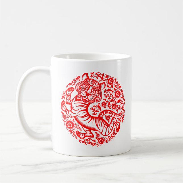 Mug Tigre du Nouvel An chinois rouge (Gauche)