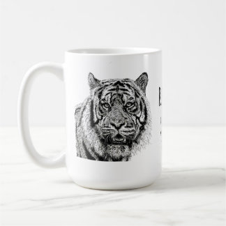 Mug Tigre personnalisé Monogramme noir et blanc Citati
