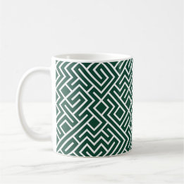 Mug Tiled Lines Generative (Dark Green Fill) Unique