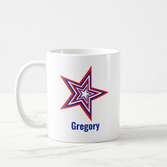 Mug Tilted Red White and Blue Patriotic USA Star (Gauche)