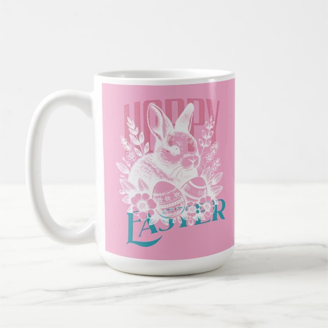 Mug Timbre de lapin de Pâques sauteur rose (Gauche)