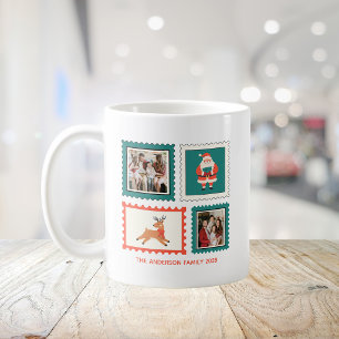 Mug Timbre de Noël Festif 2 Collage de Photos Noël