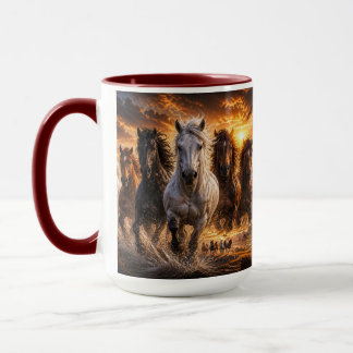 Mug Timbre Sauvage – Art de Chevaux Majestueux en Cour