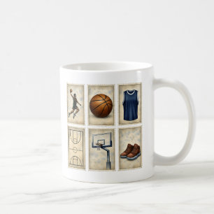 Mug Timbres de basket-ball vintage Collection de sport