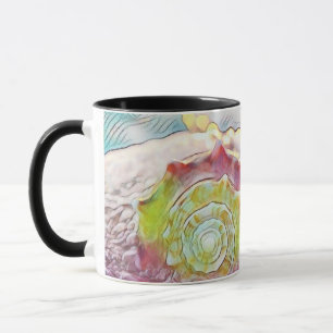 Mug Tirage vintage Coquille rose jaune