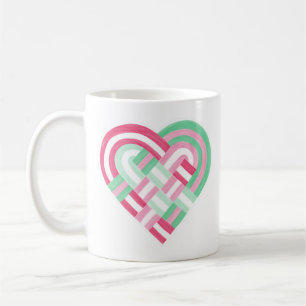 Mug Tissé Coeur Abrosexuel Fierté Drapeau rose vert