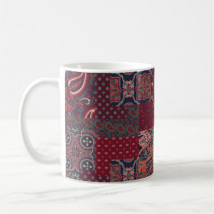 Mug tissu en soie cashmere paisley patchwork abstrait 