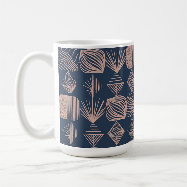 Mug Tissu Tribal des Caraïbes audacieux : bleu marine, (Gauche)