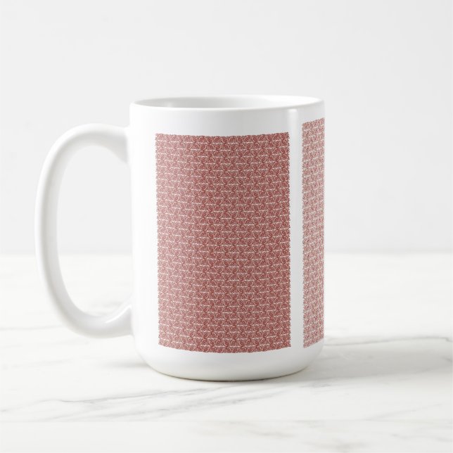 Mug Tissus rouges et roses posés sur un tapis à motif  (Gauche)