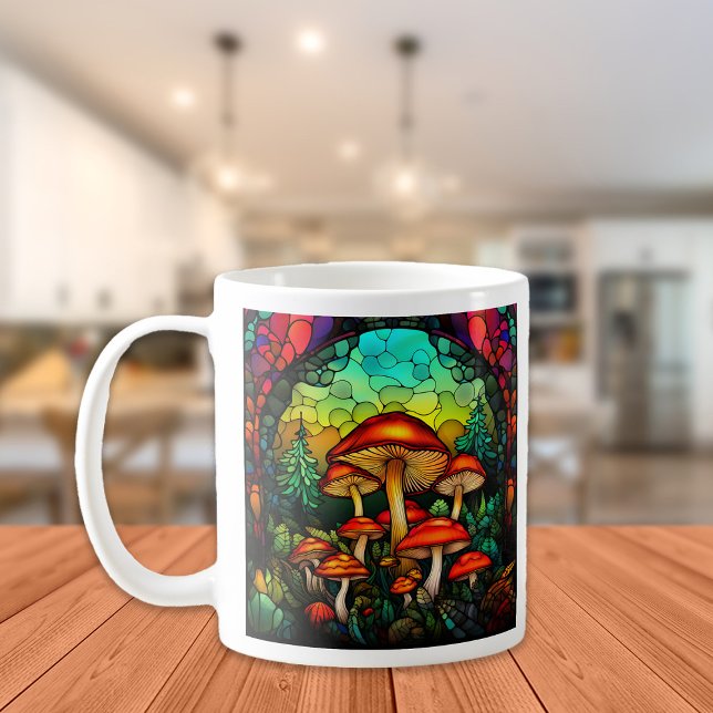 Mug Toadstool Imaginaire en verre tendu Champignons ro (Mushroom mug)