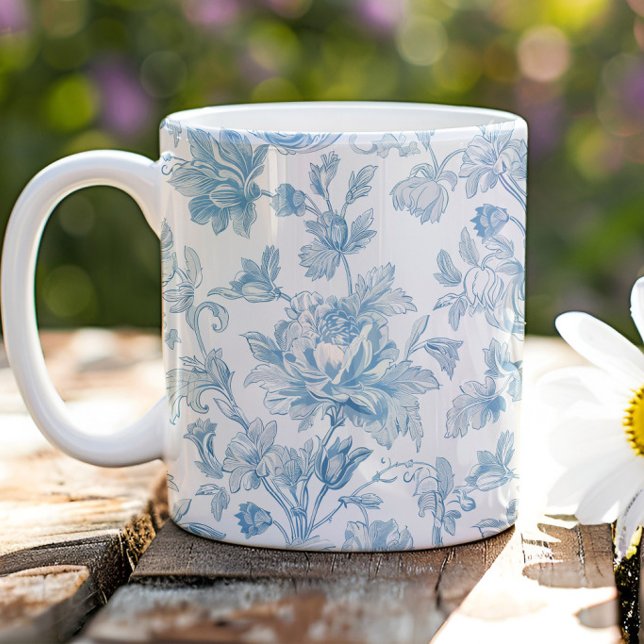 Mug Toile-de-jouy Chinoiseries Blue Floral Pattern (Créateur téléchargé)