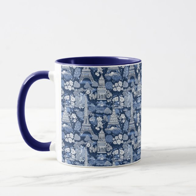 Mug Toile Tour Eiffel Parisienne, dans une ambiance bl (Gauche)