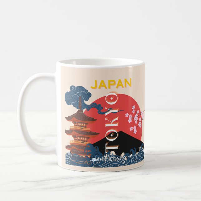 Mug Tokyo Japan Travel Art, Retro Travel Art (Gauche)