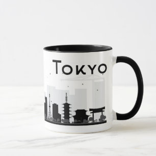 Mug Tokyo, Japon horizon noir et blanc de   de ville