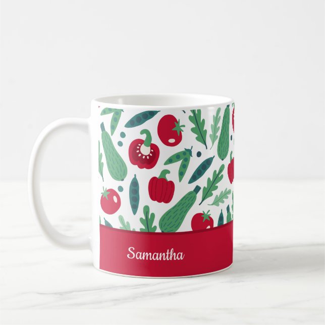 Mug Tomate et concombre Motif végétal w Nom Rouge (Gauche)