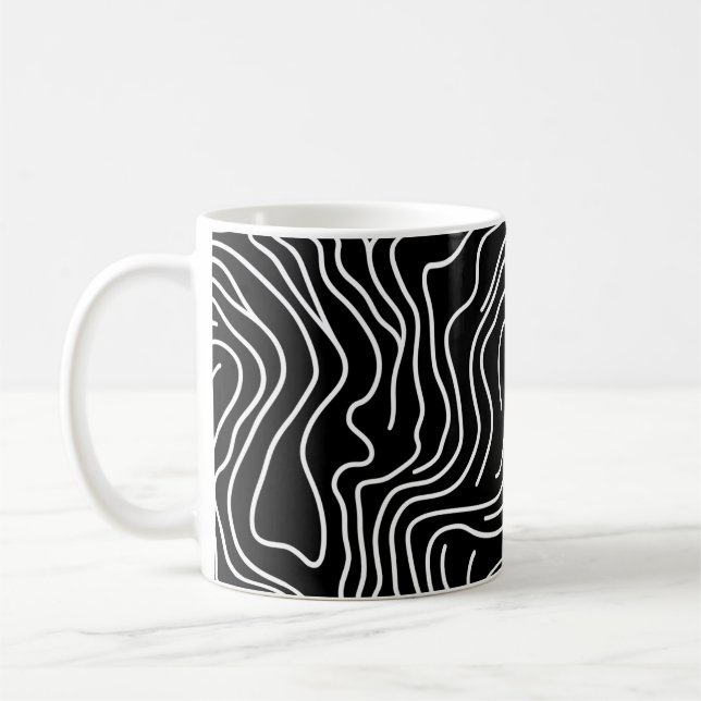 Mug Topographic Line Art in Black 🗺️ (Gauche)