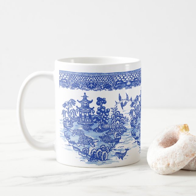 Mug Tortue bleue Tortue Isle des animaux Amusants (Avec donut)