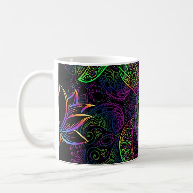 Mug Tortue de mer Boho : Motif psychédélique mandala (Gauche)