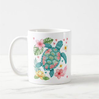Mug Tortue de mer Fleurs tropicales été