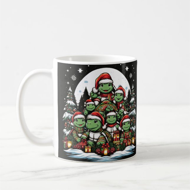 Mug Tortue est heureuse avec les cadeaux de Noël (Gauche)