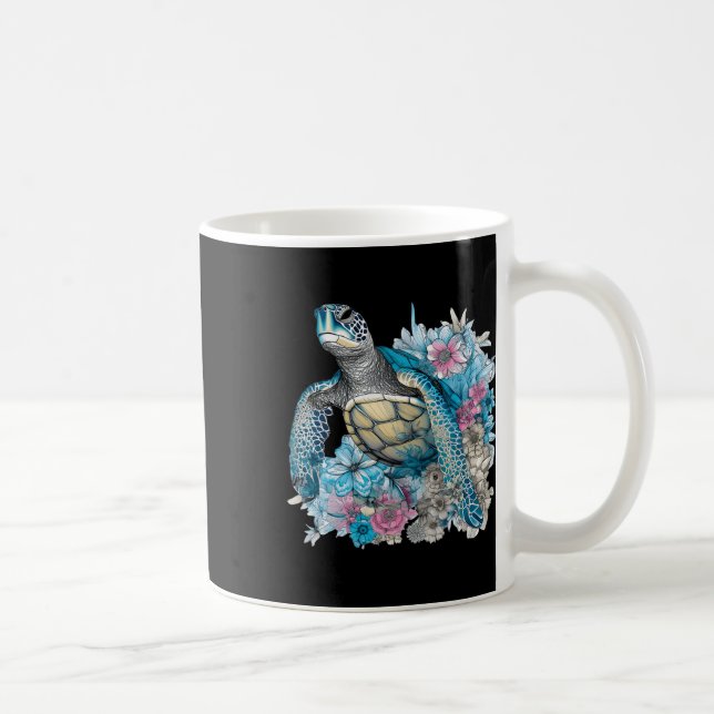 Mug Tortue Fleur sauvage Amoureux des animaux Tortue (Droite)