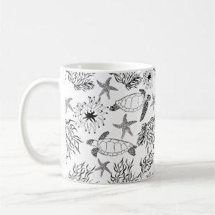 Mug Tortue plantes corail mer océan sous-marin sans co