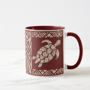 Mug Tortue primitive hawaïenne de Tapa de Honu
