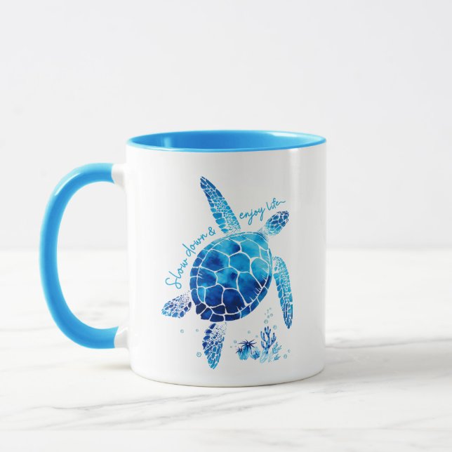 Mug Tortue Ralentir & Profiter de la Vie pour les Amou (Gauche)