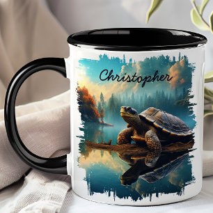 Mug Tortue sur le reflet du lac Log