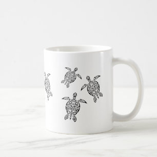 Mug Tortues Tatouage Tribal Animal côtier noir