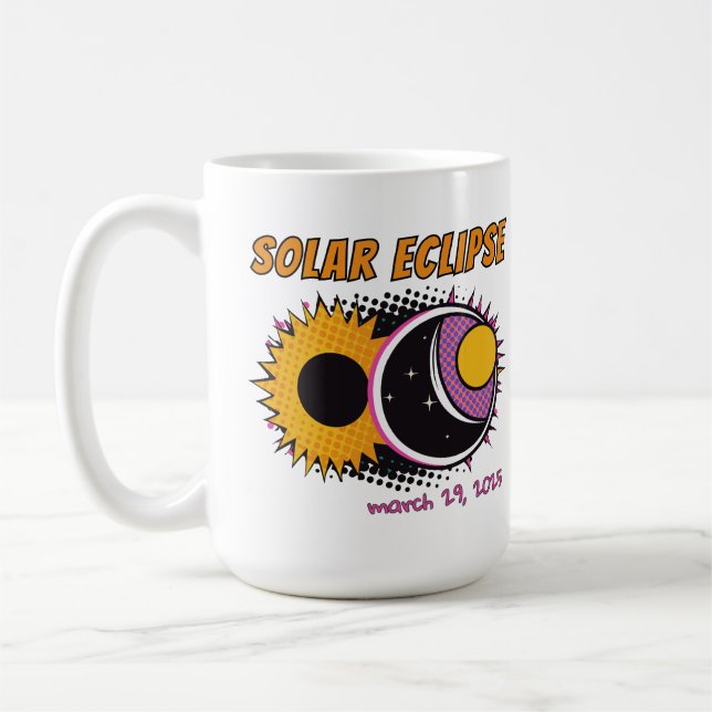 Mug Total éclipse solaire 2025 pop art design (Gauche)