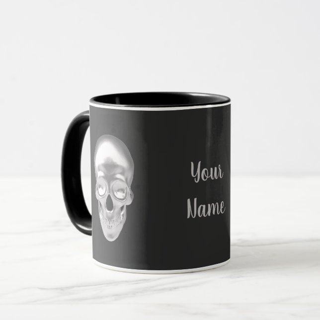 Mug Totenkopf, Schädel silber 3D-Optik - (Devant gauche)