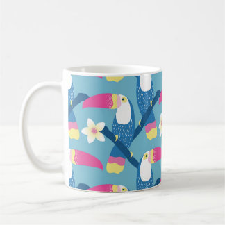 Mug Toucan tropical : motif floral vibrant.