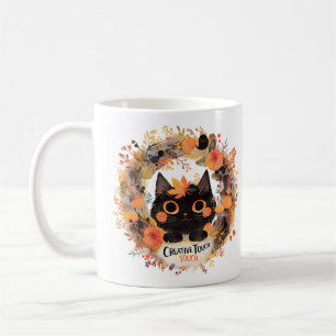 Mug Touche créative - Chat de couronne d'automne