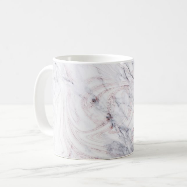 Mug Touche de Rose blanc & gris marbre Swirl Chic Part (Devant gauche)