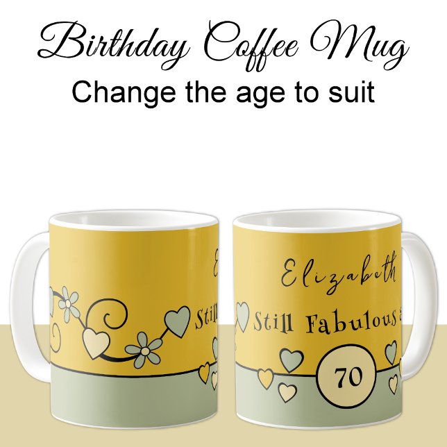 Mug Toujours fabuleux à 70 nom vert jaune (Créateur téléchargé)