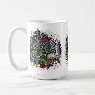 Mug Tour Eiffel Graffiti Néon Urbain