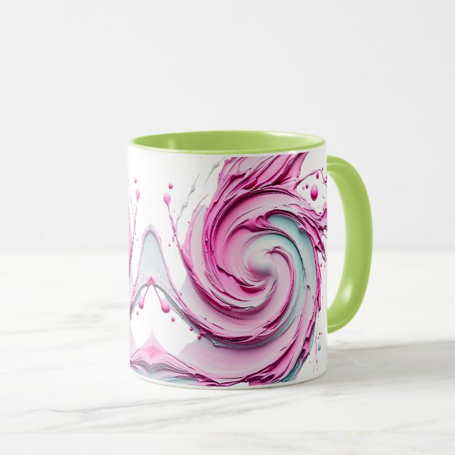 Mug Tourbillon artistique abstrait aux nuances pastel. (Devant droit)