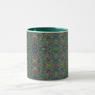 Mug Tourbillons abstraits de Mardi Gras jaune violet v